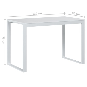 Birou de computer, alb, 110x60x73 cm, lemn prelucrat - Img 5