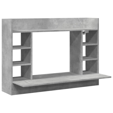Birou montat pe perete, gri beton, 105x48x75 cm, lemn prelucrat - Img 2