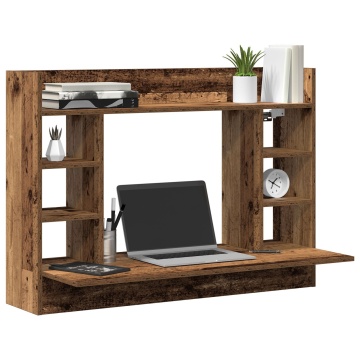 Birou Montat pe Perete Stejar Vechi 105x48x75 cm Lemn Prelucrat - Img 3