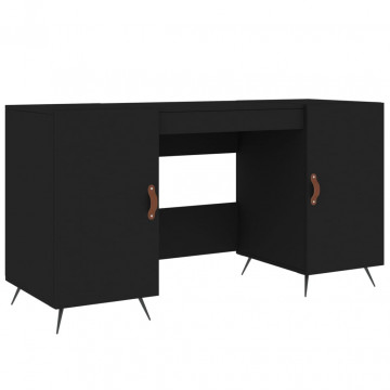 Birou, negru, 140x50x75 cm, lemn compozit - Img 2
