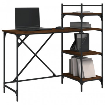 Birou pentru computer cu rafturi stejar maro 120x47x109 cm - Img 3