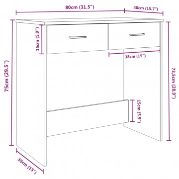 Birou, stejar fumuriu, 80x40x75 cm, lemn prelucrat - Img 6