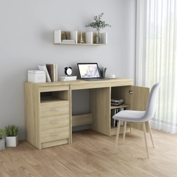 Birou, stejar Sonoma, 140 x 50 x 76 cm, lemn prelucrat - Img 3