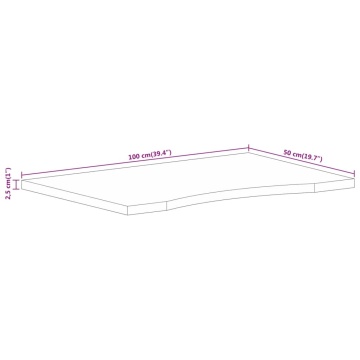 Blat birou cu decupaj curbat 100x50x2,5cm lemn masiv mango brut - Img 7