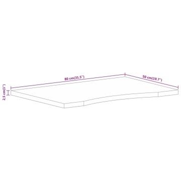 Blat birou cu decupaj curbat 80x50x2,5 cm lemn masiv mango brut - Img 7