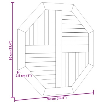 Blat de masă, 90x90x2,5 cm, octogonal, lemn masiv de tec - Img 6