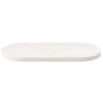 Blat de masă, alb, 60x30x2,5 cm, lemn masiv de pin, oval - Img 3