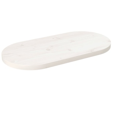 Blat de masă, alb, 80x40x2,5 cm, lemn masiv de pin, oval - Img 1