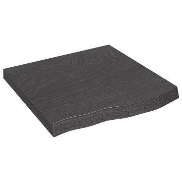 Blat de masă gri închis 60x60x6 cm, lemn masiv de stejar tratat - Img 2