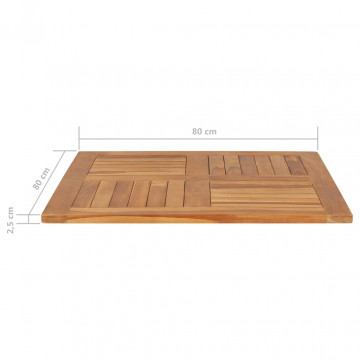 Blat de masă pătrat, 80 x 80 x 2,5 cm, lemn masiv de tec - Img 4