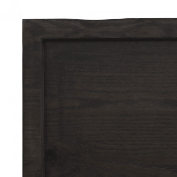 Blat masă, 100x50x6 cm, gri, lemn stejar tratat contur organic - Img 6
