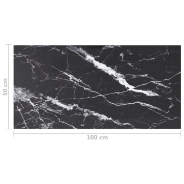 Blat masă negru 100x50 cm 6 mm sticlă securizată design marmură - Img 5