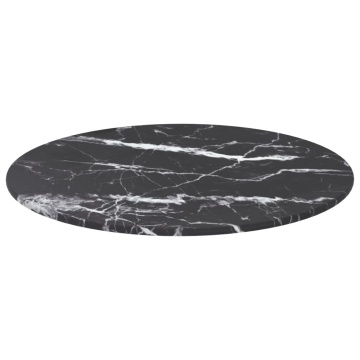Blat masă negru Ø40x0,8 cm, sticlă securizată cu design marmură - Img 2