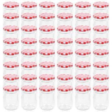 Borcane de sticlă pentru gem capac alb și roșu, 48 buc, 230 ml - Img 2