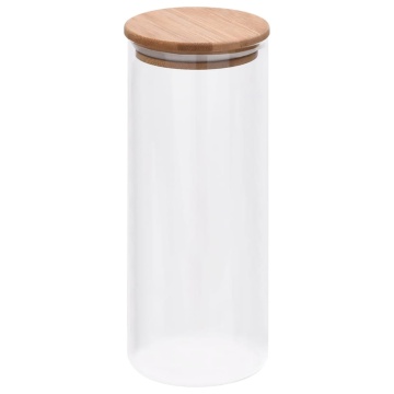 Borcane din sticlă depozitare, capac de bambus, 6 buc., 1000 ml - Img 2