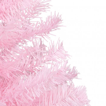 Brad Crăciun pre-iluminat cu set globuri, roz, 180 cm, PVC - Img 3