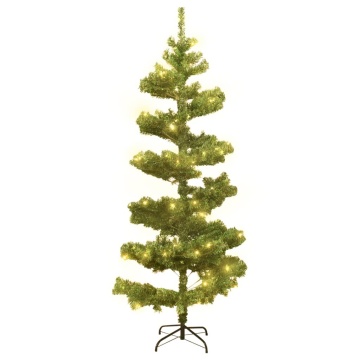 Brad Crăciun pre-iluminat ondulat cu suport, verde, 150 cm, PVC - Img 2