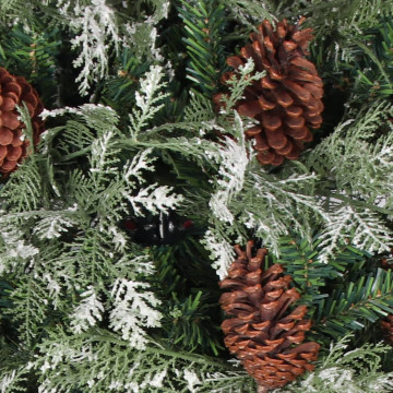 Brad de Crăciun cu conuri de pin, verde/alb, 195 cm, PVC&PE - Img 3