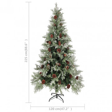Brad de Crăciun cu conuri de pin, verde/alb, 225 cm, PVC&PE - Img 5