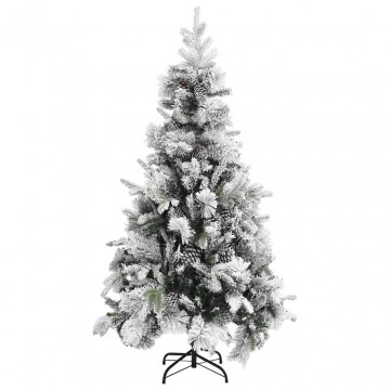 Brad de Crăciun cu zăpadă & conuri, 225 cm, PVC&PE - Img 2