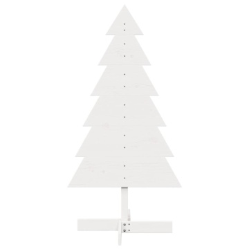 Brad de Crăciun decorativ, alb, 120 cm, lemn de pin masiv - Img 3