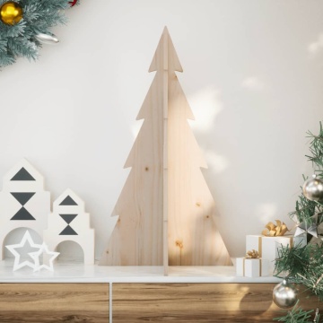 Brad de Crăciun din lemn decorativ, 80 cm, lemn de pin masiv - Img 1