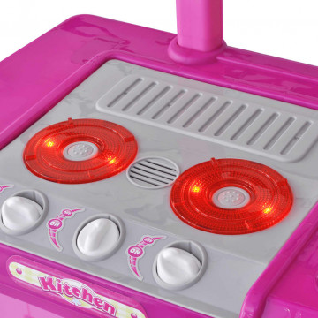 Bucătărie de jucărie pentru copii cu lumini și efecte sonore, Roz - Img 3