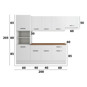 Bucatarie Sofia 260 cm, Alb, Blat termic nuc, Corp cuptor incorporabil - Img 5