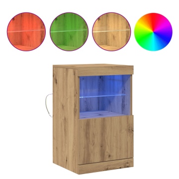 Bufet cu lumini LED Stejar Artisan 41x37x67 cm - Img 4