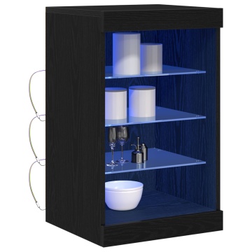 Bufet cu lumini LED Stejar Negru 41x37x67 cm - Img 3