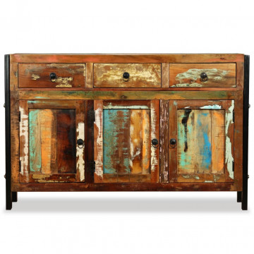 Bufet din lemn masiv reciclat, 120x35x76 cm - Img 6