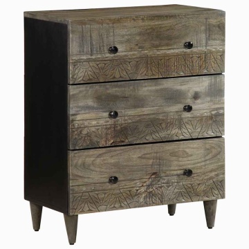 Bufetă gri deschis 60x33,5x75 cm lemn masiv de mango - Img 1