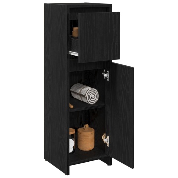 Cabinet de baie Negru Stejar 30x30x95 cm Lemn prelucrat - Img 3