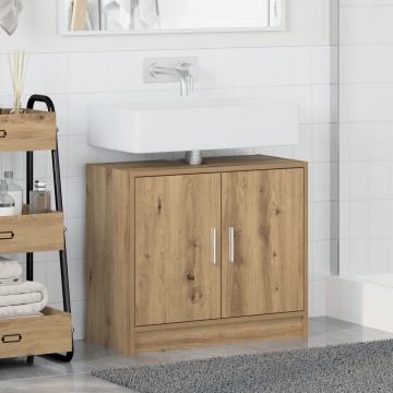 Cabinet pentru chiuvetă stejar artizanal 63x29x55 cm lemn prelucrat - Img 3