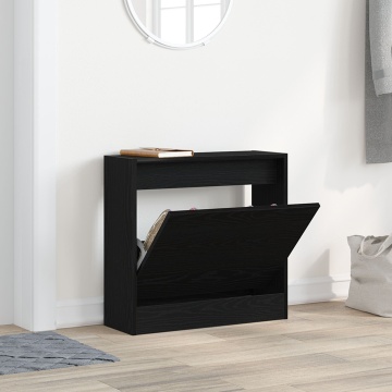 Cabinet pentru pantofi Negru Stejar 60x21x57 cm Lemn prelucrat - Img 4