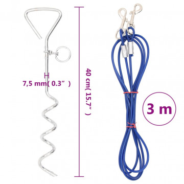 Cablu de legare pentru câini cu țăruș de pământ, 3 m - Img 4