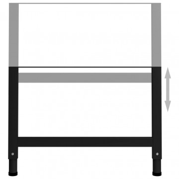 Cadre banc lucru reglabile 2 buc. negru 85x(69-95,5) cm, metal - Img 3