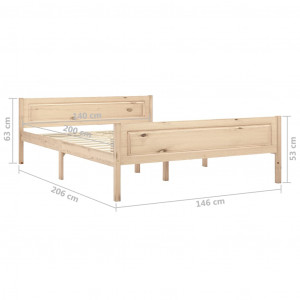 Cadru de pat, 140x200 cm, lemn de pin masiv - Img 5