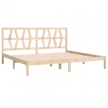 Cadru de pat, 200x200 cm, lemn masiv de pin - Img 4