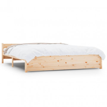 Cadru de pat, 200x200 cm, lemn masiv - Img 2