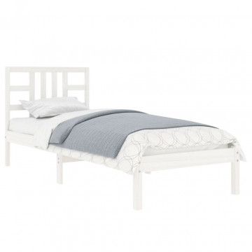 Cadru de pat, alb, 100x200 cm, lemn masiv - Img 3