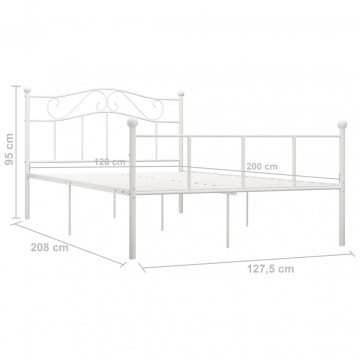 Cadru de pat, alb, 120 x 200 cm, metal - Img 7