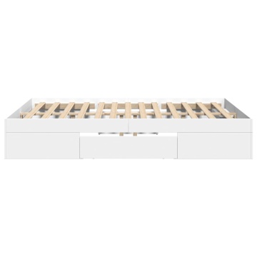 Cadru de pat, alb, 140x190 cm, lemn prelucrat - Img 5