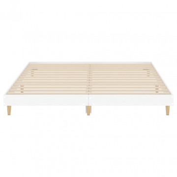 Cadru de pat, alb, 140x200 cm, lemn prelucrat - Img 5