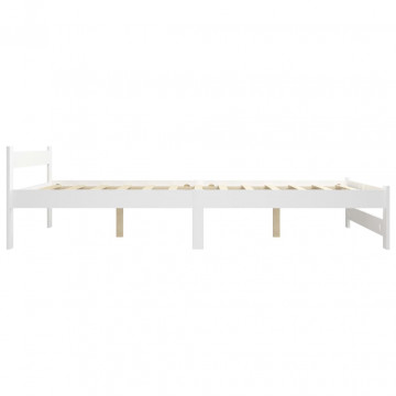 Cadru de pat, alb, 160 x 200 cm, lemn masiv de pin - Img 4