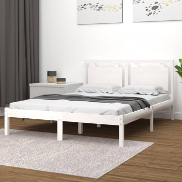 Cadru de pat, alb, 160x200 cm, lemn masiv - Img 1