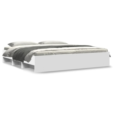 Cadru de pat alb 180x200 cm din lemn prelucrat - Img 2