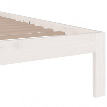 Cadru de pat, alb, 200x200 cm, lemn masiv de pin - Img 5