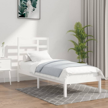 Cadru de pat, alb, 90x200 cm, lemn masiv - Img 1