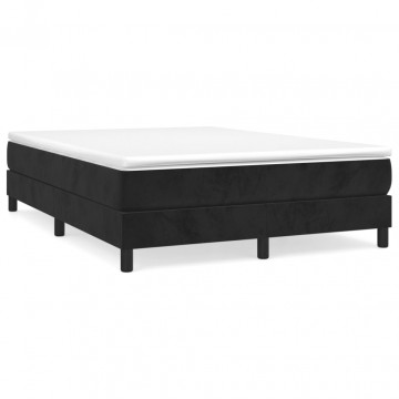 Cadru de pat box spring, negru, 140x200 cm, catifea - Img 2